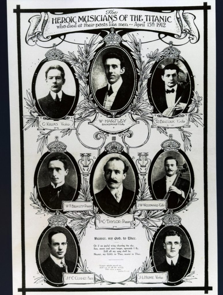 Плакат 1912 року із зображенням музикантів «Титаніка»